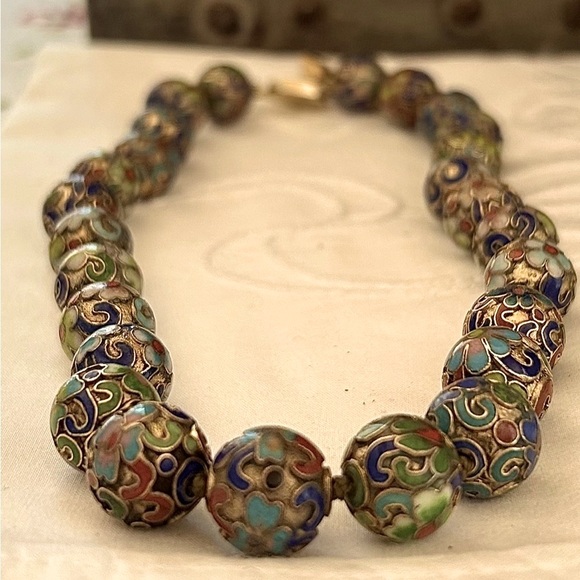 Antique Jewelry - Antique Cloisonné and Jade Necklaces